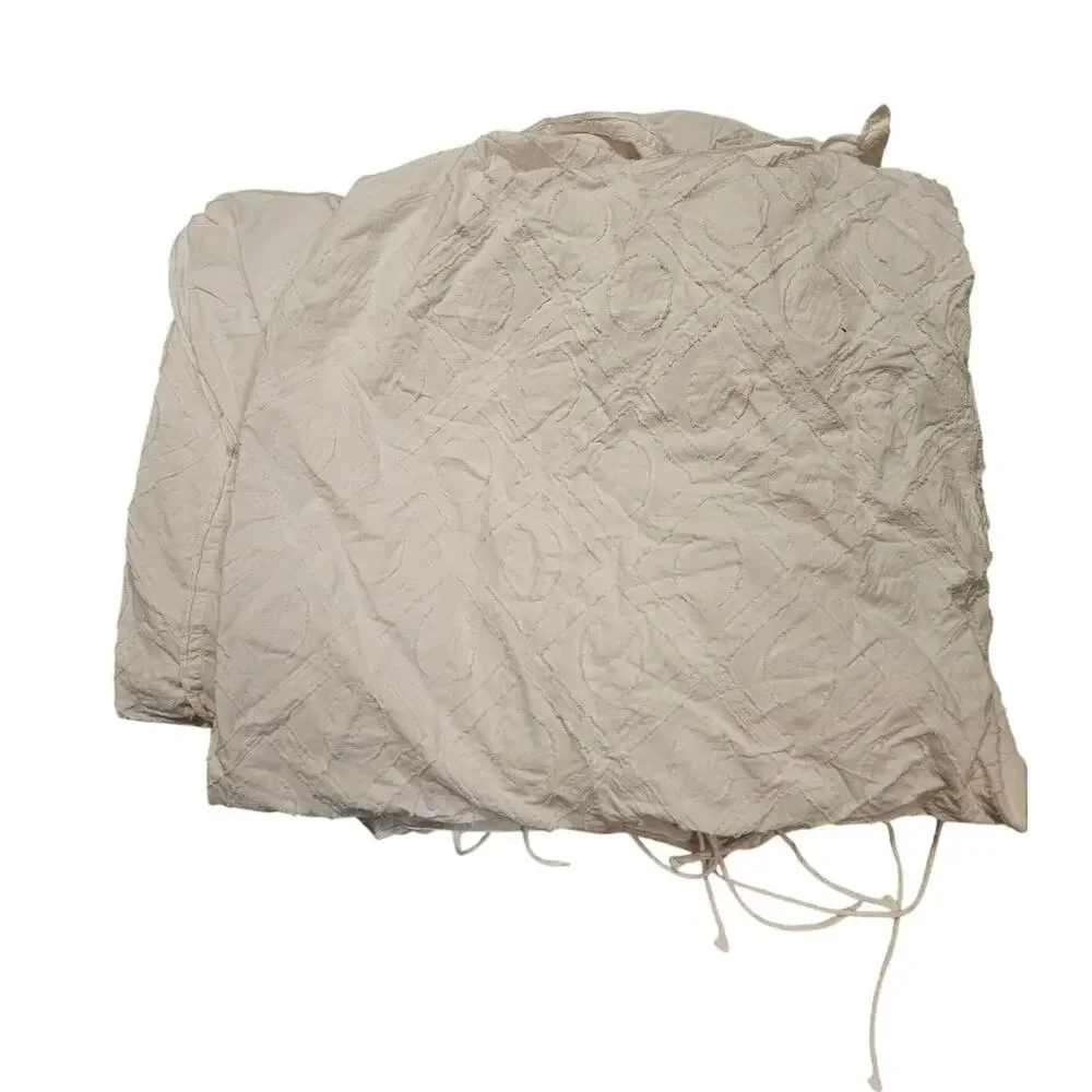 West Elm White Cotton Geometric Duvet Cover King 108x92 Minimalist Modern